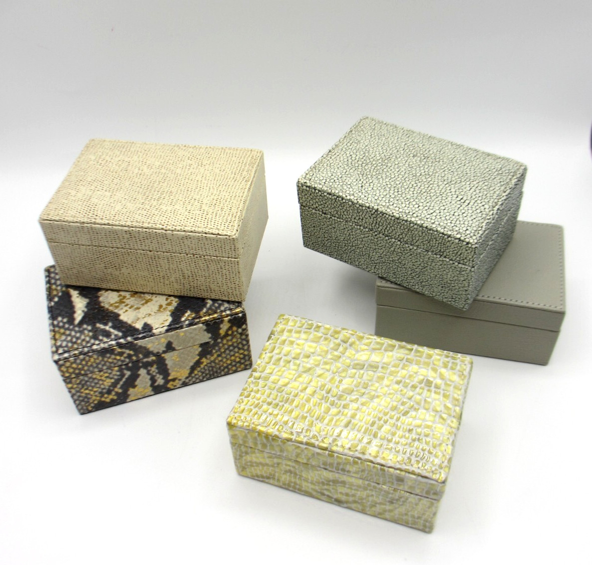 Leather Box Small Python Embossed Graphic Image New