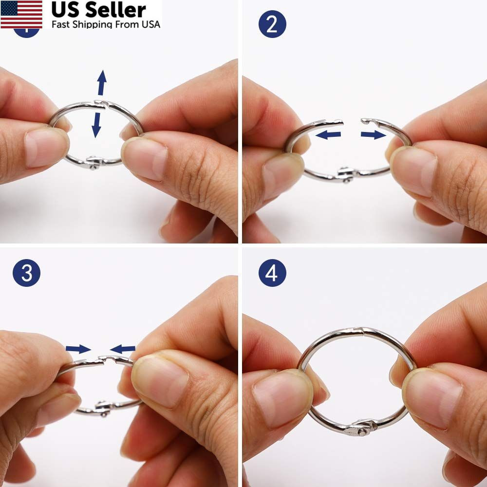Binder Rings 1 Inch 100 pcs-Sturdy Book Rings-Loose Leaf Ring Silver
