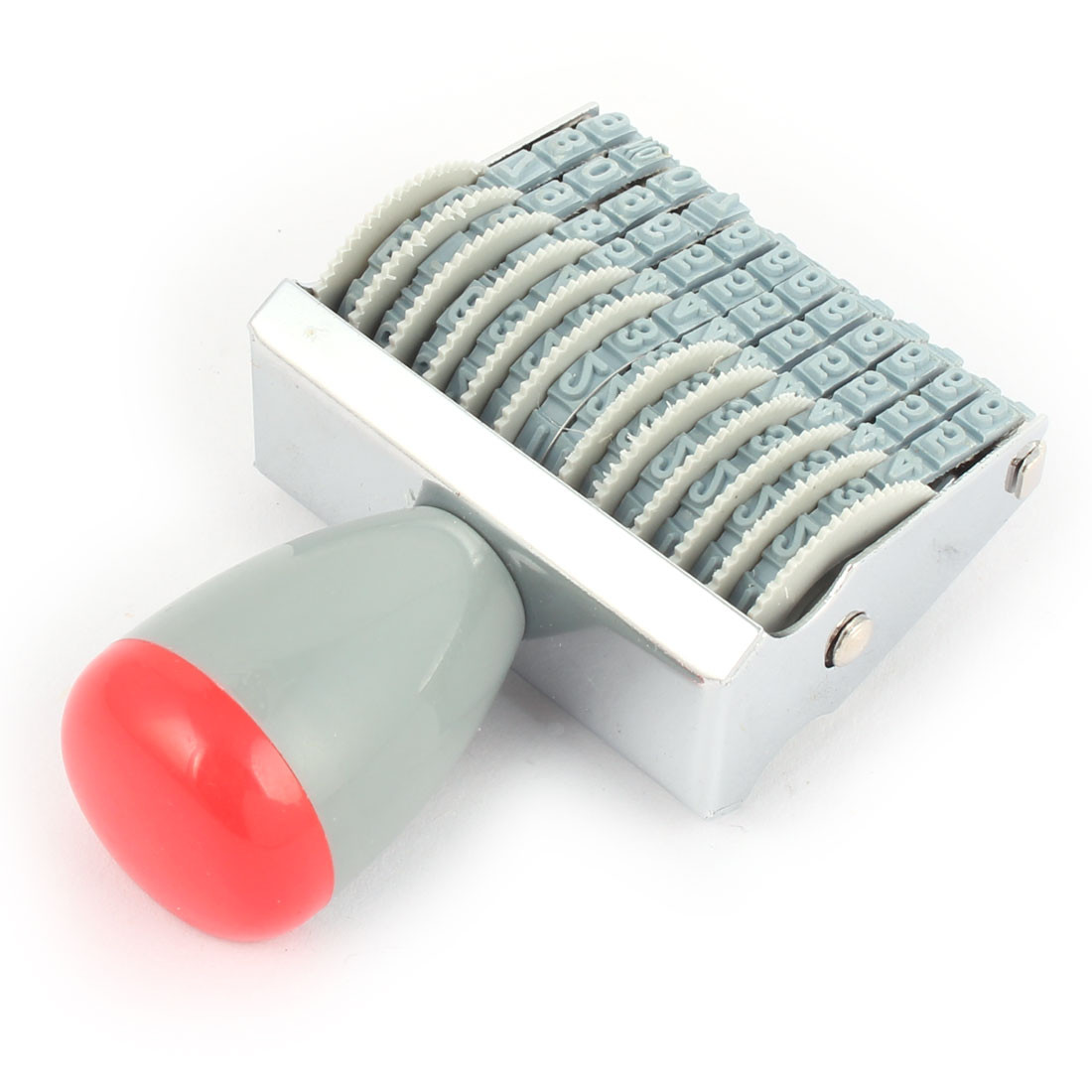 Office Rubber 12 Band Rolling Wheel 0-9 Numbers Digit Numbering Stamp Gray Red