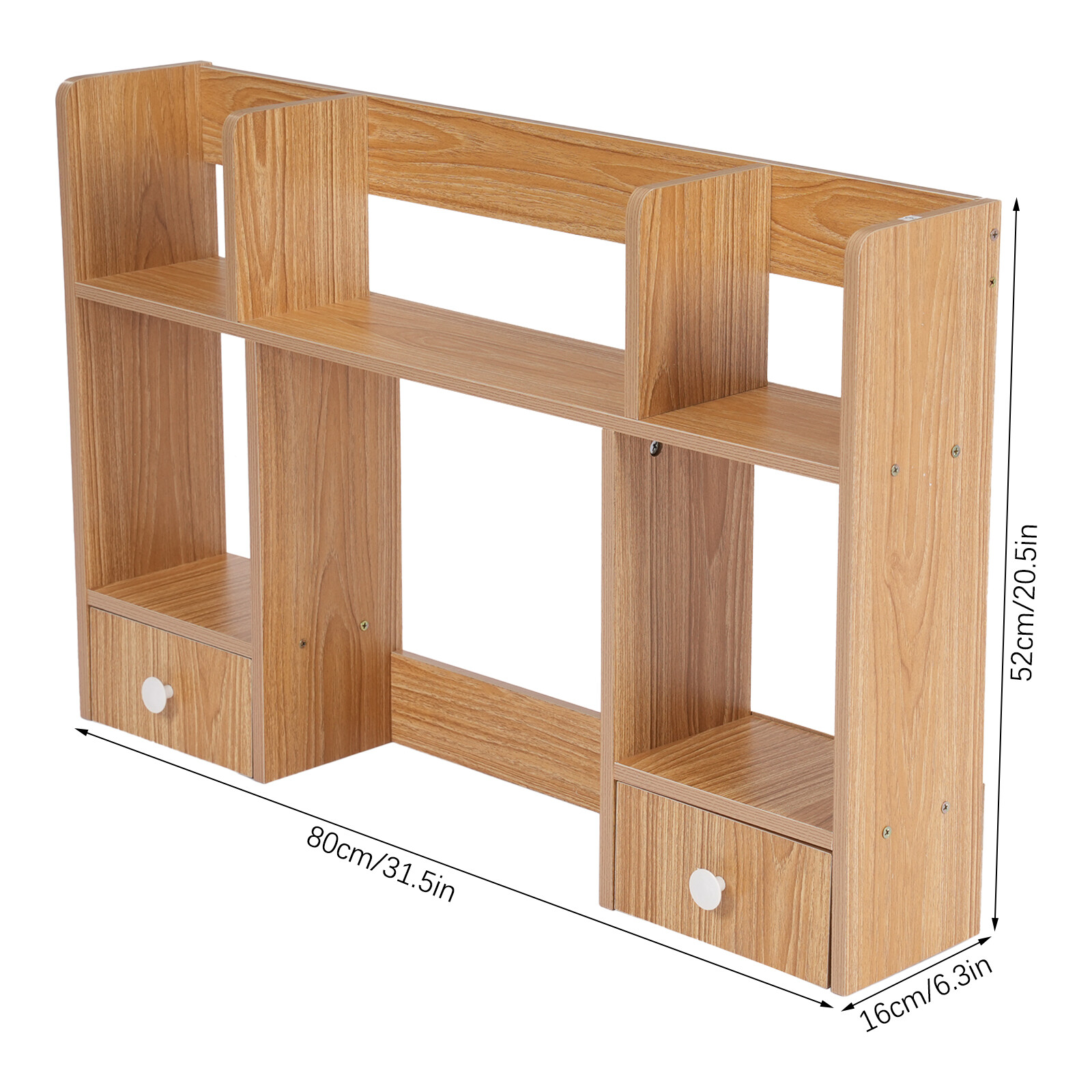 Desktop Storage Organizer Display Shelf Rack with 2 Drawers Desk Bookshelf Dorm