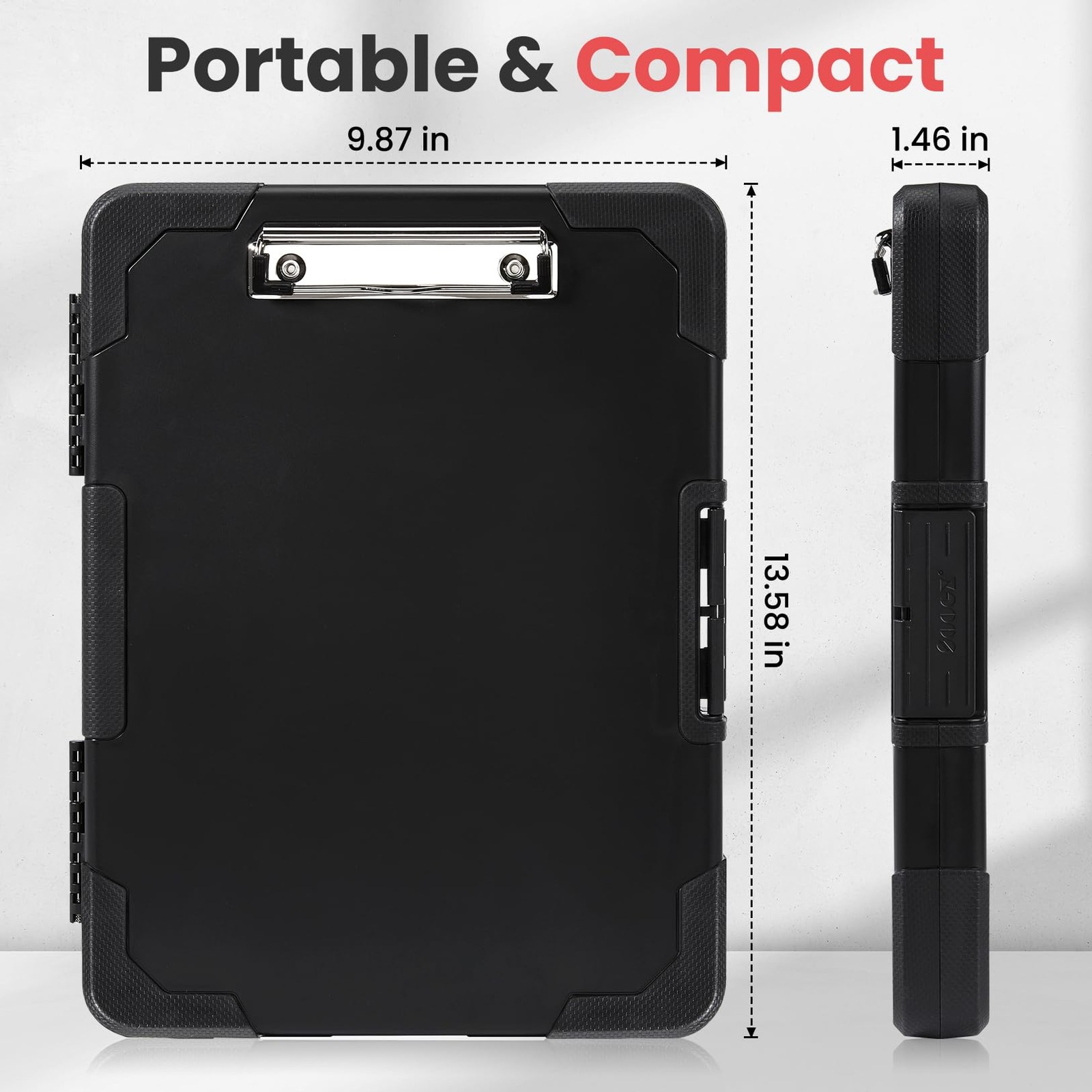 Sooez Toughest Clipboard with Storage, 13.58″ x 9.87″ x 1.46″, All Black