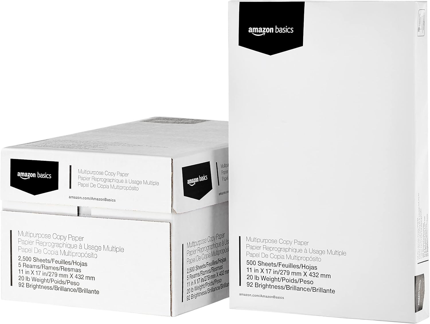 Multipurpose Copy Printer Paper, 20 Lb, 11 X 17 Inches, 5 Reams (2,500 Sheets),