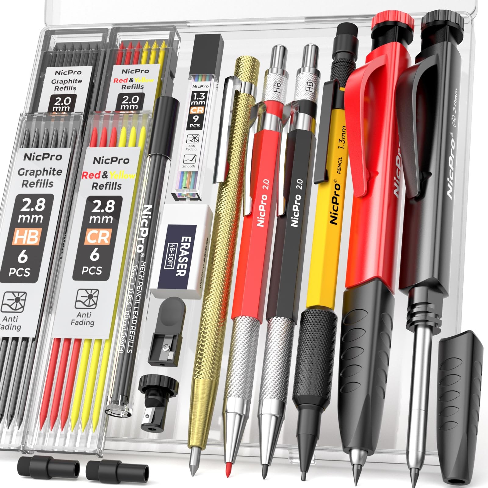 Nicpro 17Pack CP2000 Carpenter Pencil Set 1 Count (Pack of 16), Multicolor