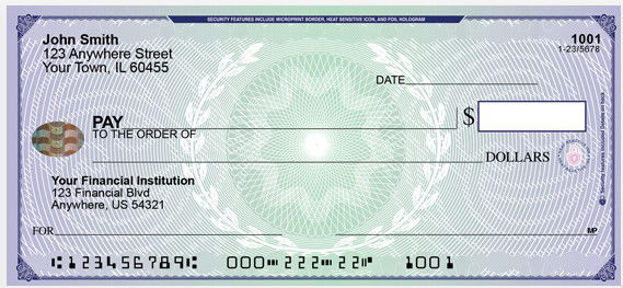 Personal Checks High Security with Hologram + Deposit Tickets + Register 1 Part
