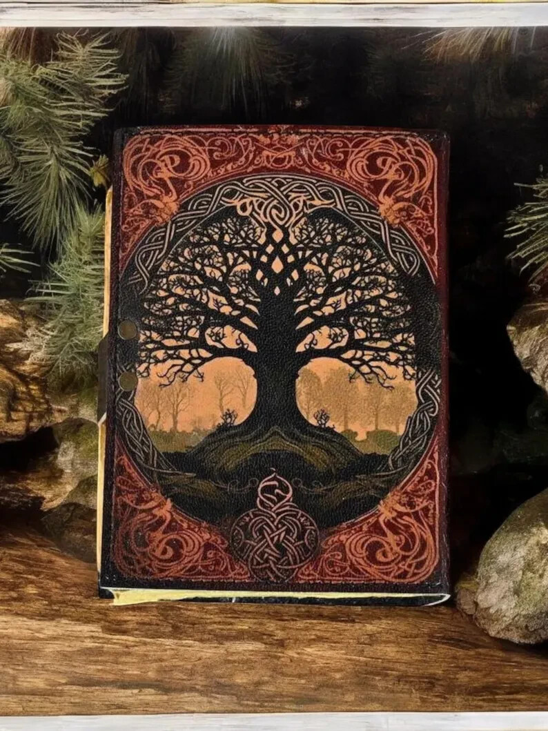 400 Page Large Tree of Life Handmade Vintage Grimoire leather journal Fat.