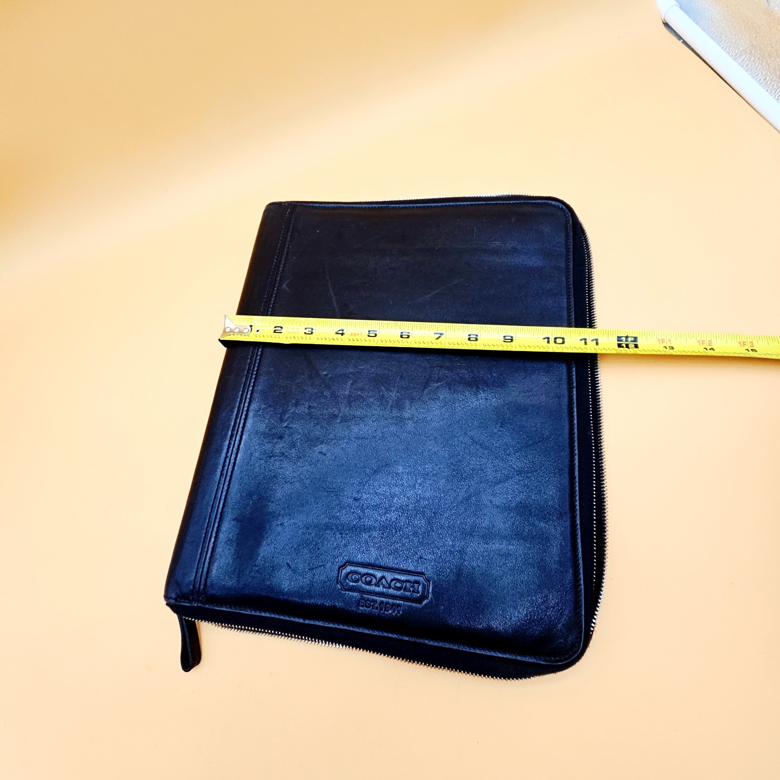 Coach Portfolio Black Leather Zip Around Document Organizer 10.5″x13″ Unisex VTG