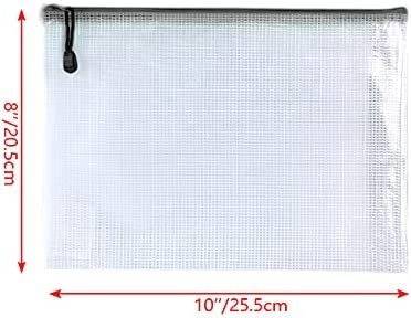 -24PCS-8 x 10″ inches-Mesh Zipper Pouch, Plastic Zip File Folders Puzzle Bags…