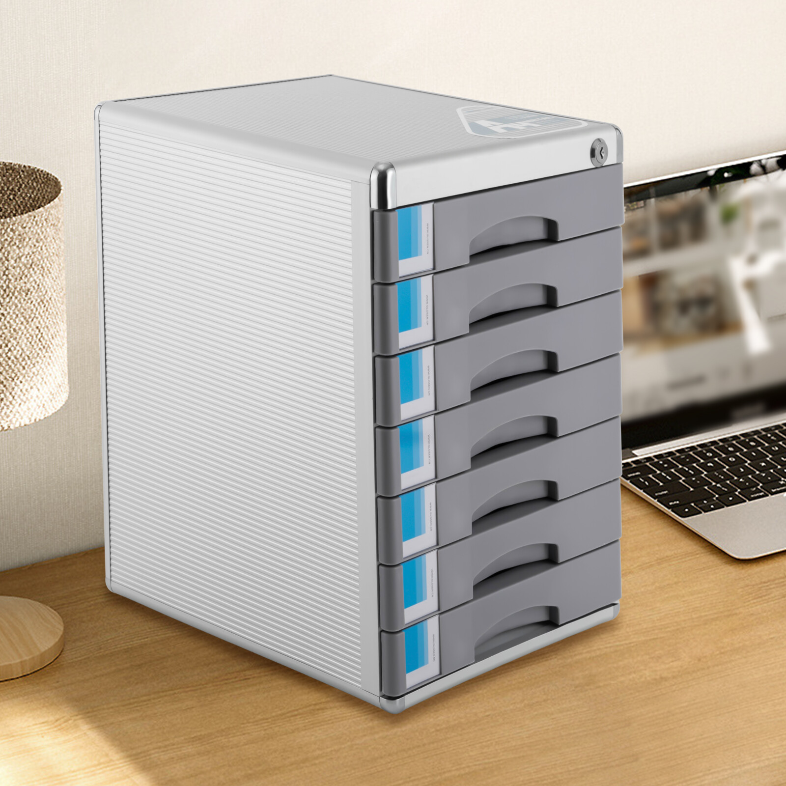 Rectangular Document Storage Box 7 Compartments Drawer Desktop File Organizer