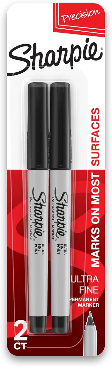 SHARPIE 37161PP Permanent Markers, Ultra Fine Point, Black, 2 Count
