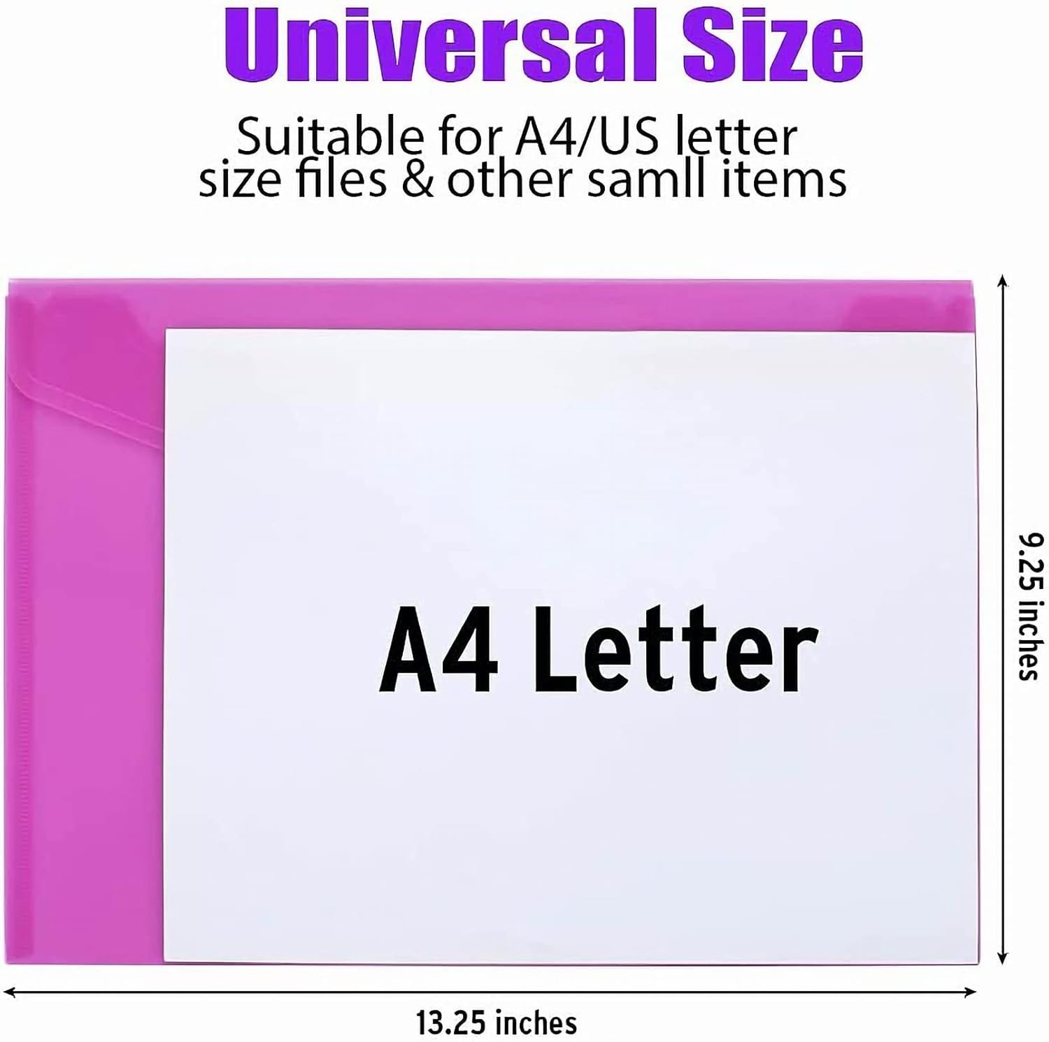 Sooez 12 Pack Plastic Envelopes File Folders, Plastic Folders with Pockets, Colo