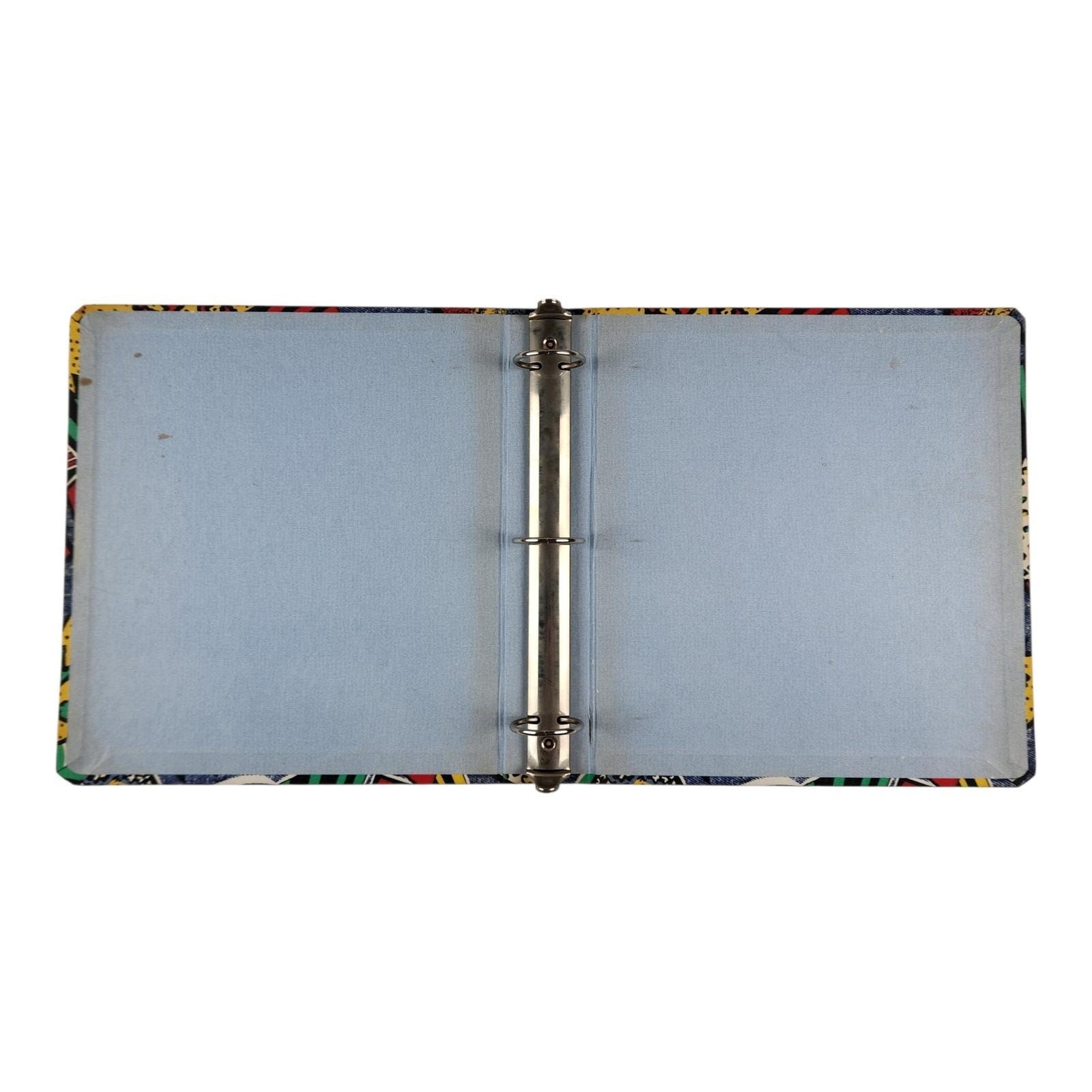 Vintage 80s/90s 1.5″ 3 Ring Binders (2) Pop Art Paint Splatter Fabric Retro