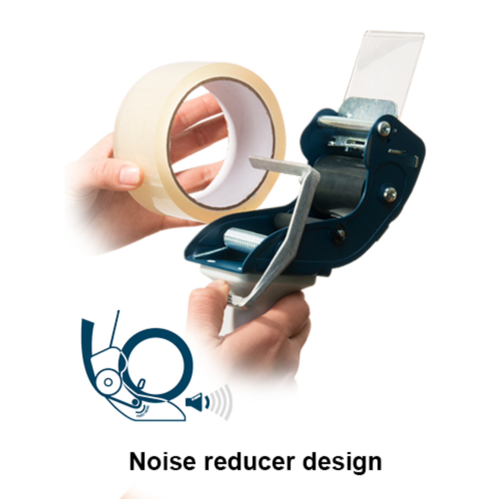 Excell LowNoise Carton Sealing Tape Dispenser & Utility Knife (RSK-82891): 2 in.