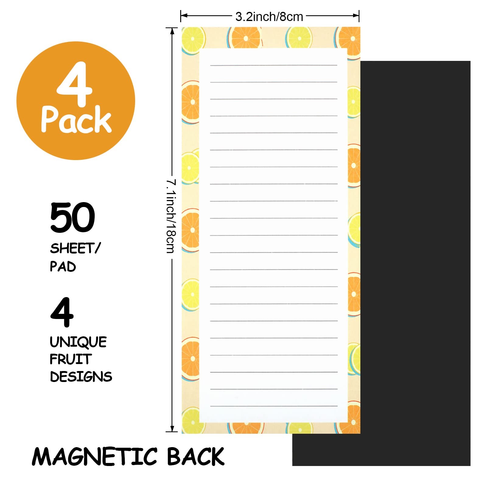 Joyberg 4 Pack Magnetic Notepads for Refrigerator, Grocery List Magnet Pad…