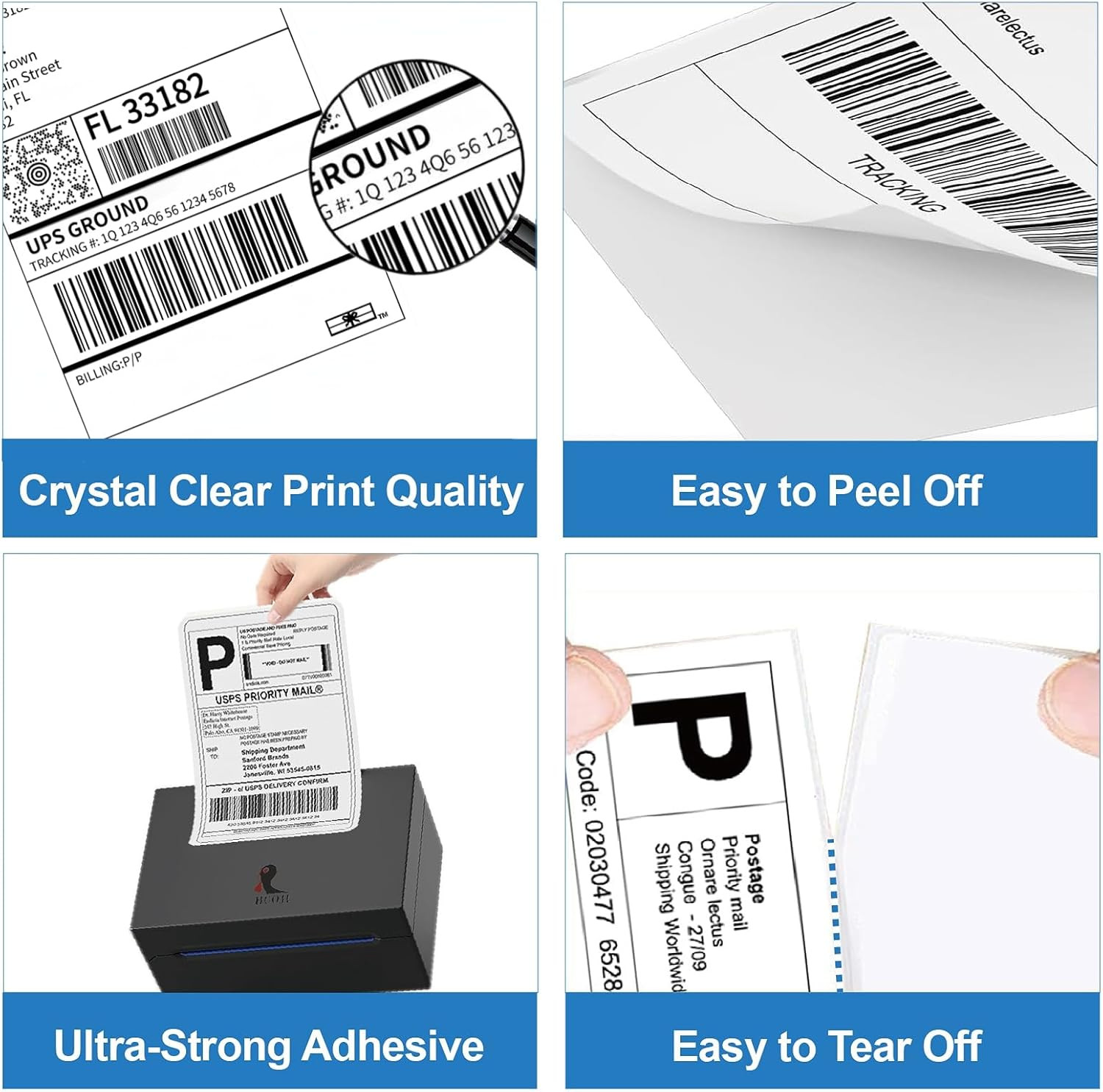 100 4X6 Thermal Labels 100/Stack, Shipping Thermal Labels 4X6 Fanfold Compatibl
