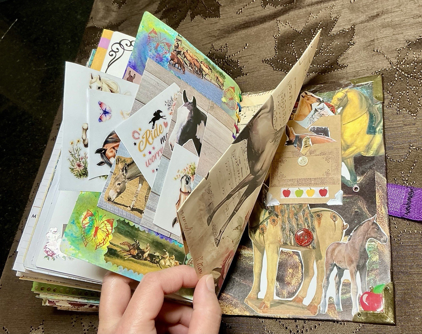 Junk Journal Handmade Chunky Horse Theme Vintage & New Packed W/ Extras