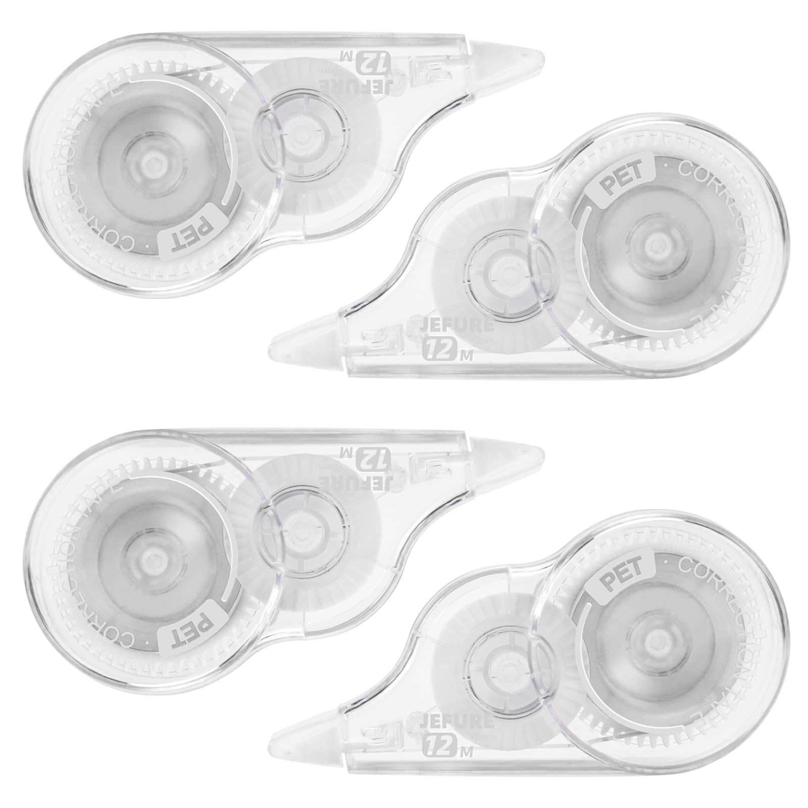 JEFURE 4 Pcs Correction Tape, 39.4 Ft White 1 Count (Pack of 4), Transparent