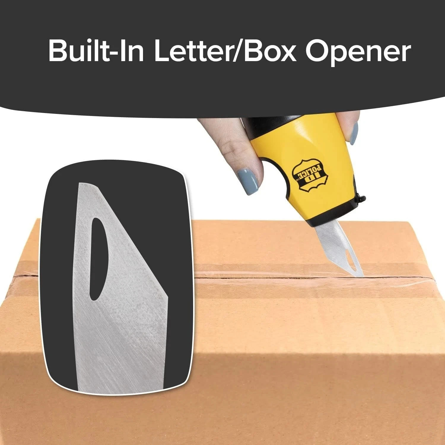 ID Police Blade Blocker 2in1 Guard Stamp/Box/Letter Opening Packages Yellow 3″