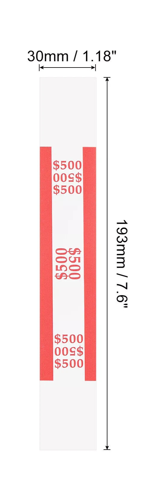 10 Self-Sealing Red Bill Straps Holds $500 Bill Wrappers Currency Bands