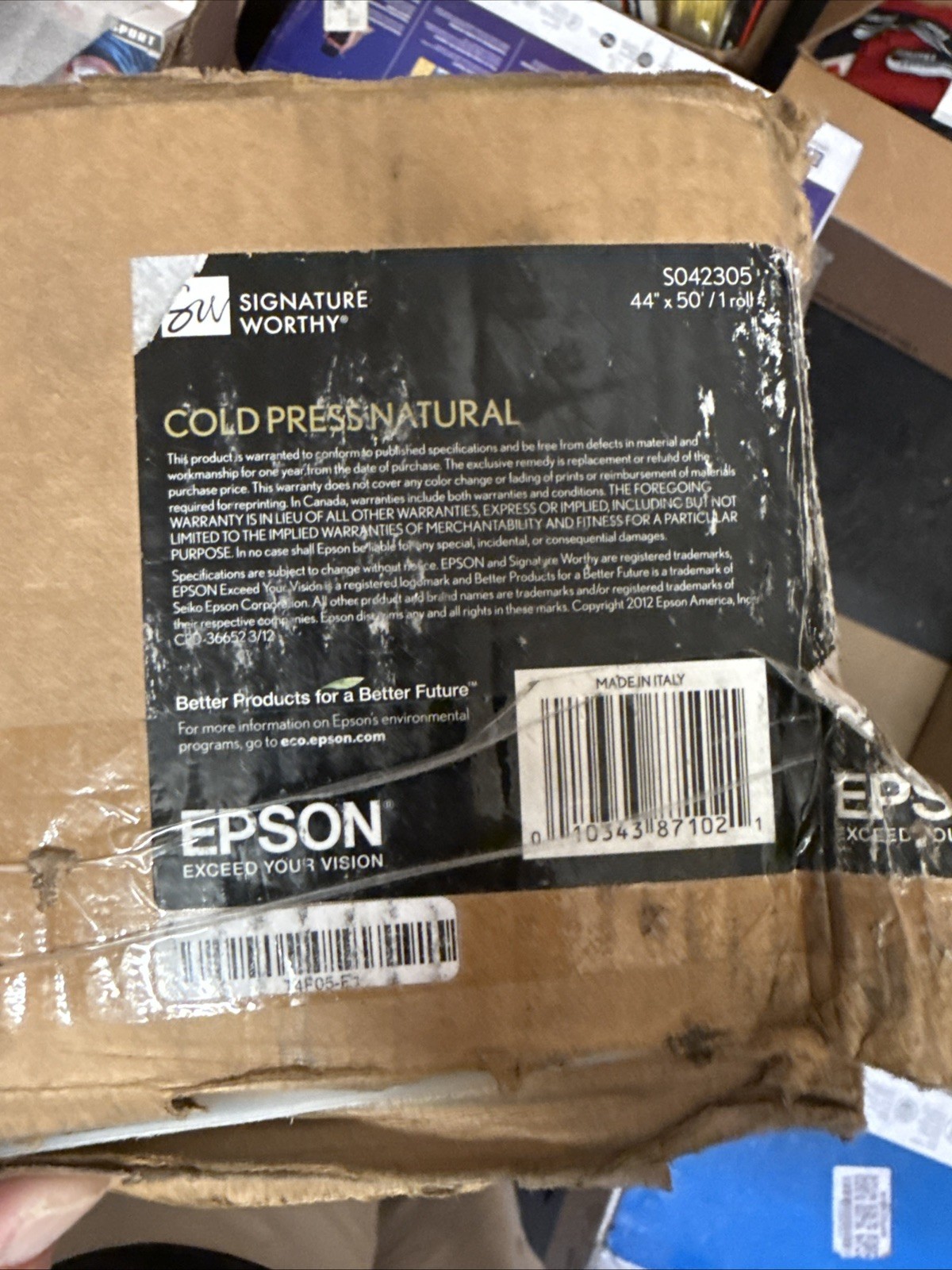 Epson S04230 Cold Press Natural Archival Inkjet Paper (44 x 50 Roll) BX HAS WEAR