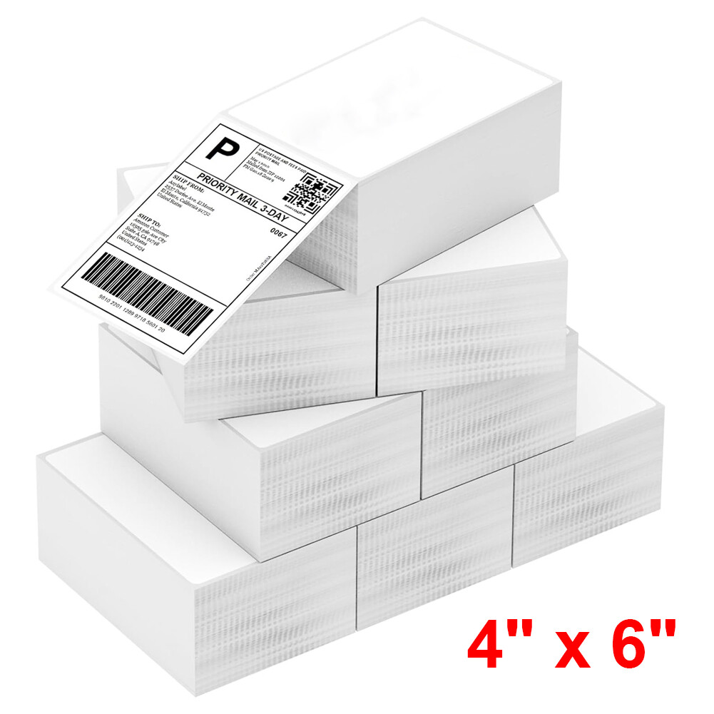 500/Stack 4×6 Fanfold Direct Thermal Shipping Labels Perforated Commercial Grade