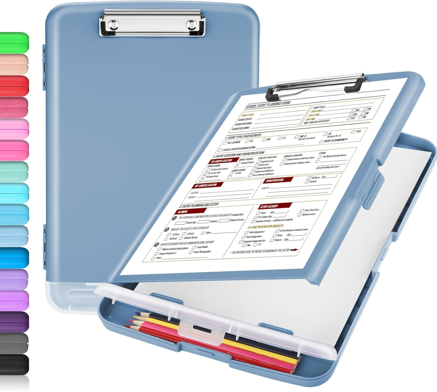 Sooez Clipboard with Storage, Clip Board 8.5 X 11 with Pen Holder, Plastic Organ