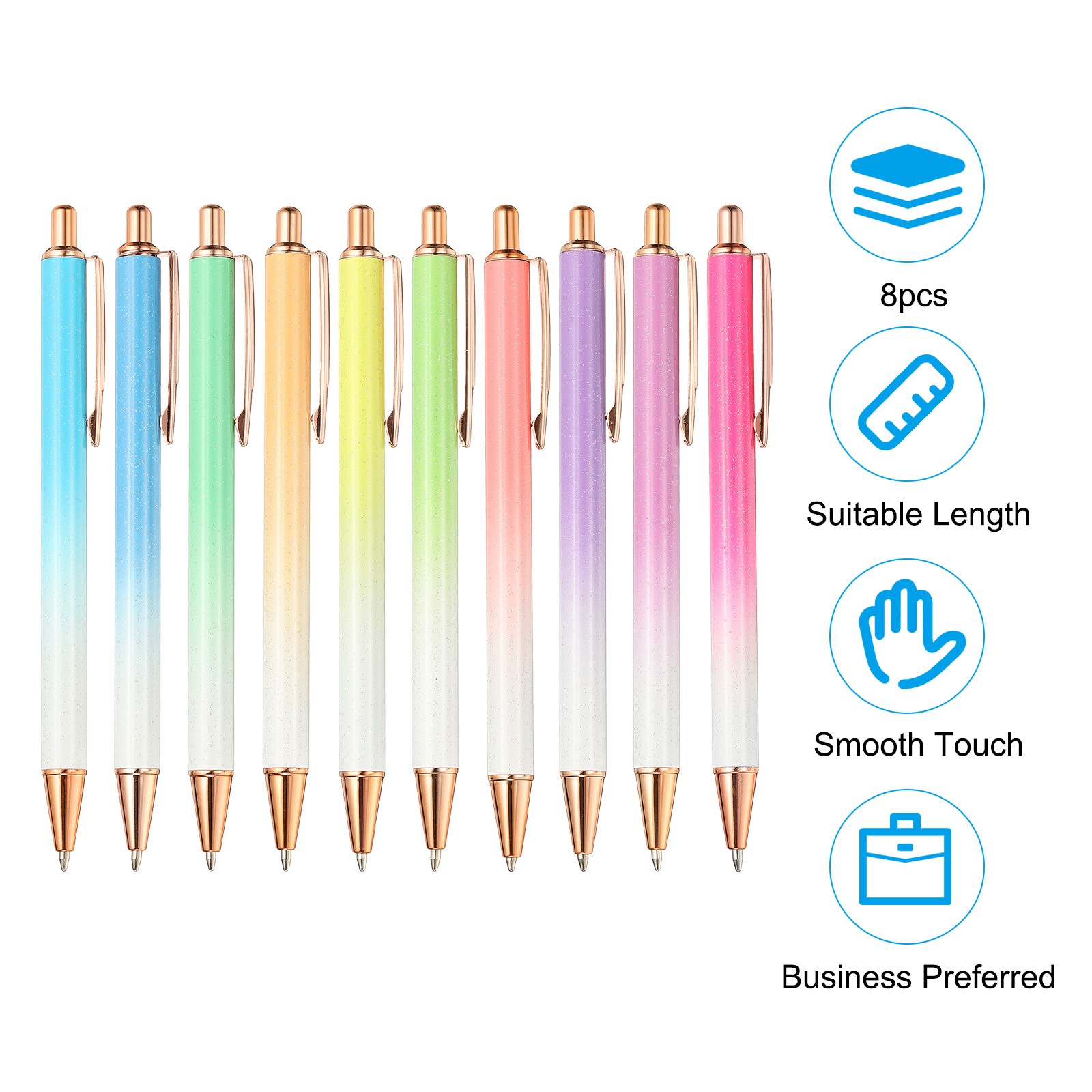 Metal Ballpoint Pen, 4Pcs Retractable Pens Black Ink Style 2, Purple/White