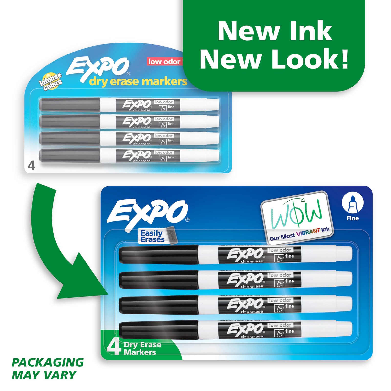 EXPO Low Odor Dry Erase Markers, Fine Tip, Black, 1 Count (Pack of 4), Black