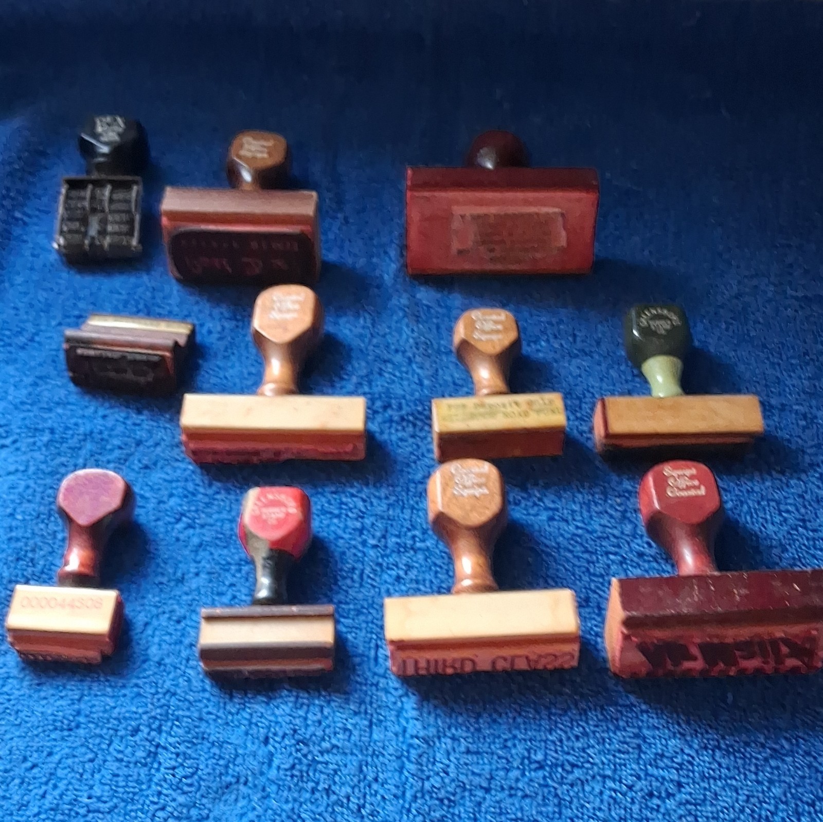 Coastal Office Equip. Wood Rubber Stamps Lot “For Deposit Only” FIRST CLASS