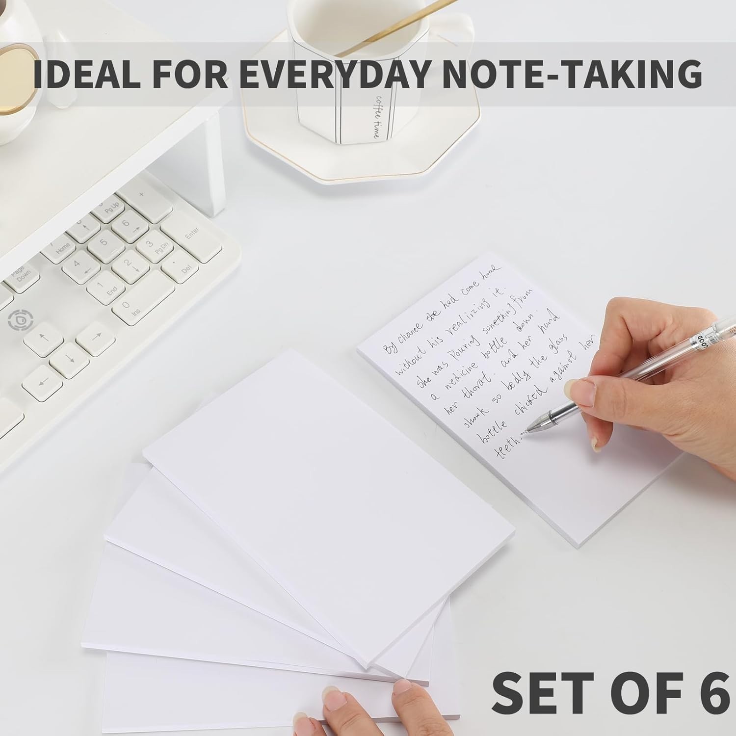 6 Pack 4×6 Blank Memo Note Pads 50 Sheets Small Scratch Pads for Writing