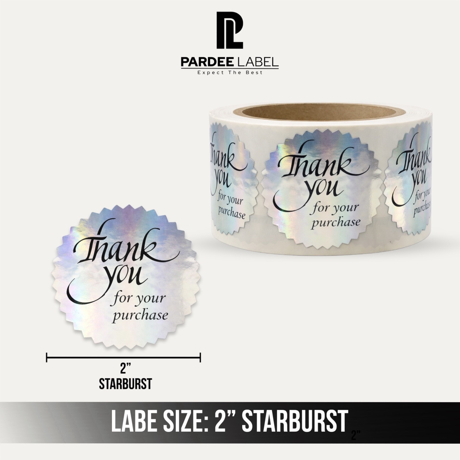 Thank You Holographic Stickers 2″ Starburst Labels 250/Roll Packaging Seal