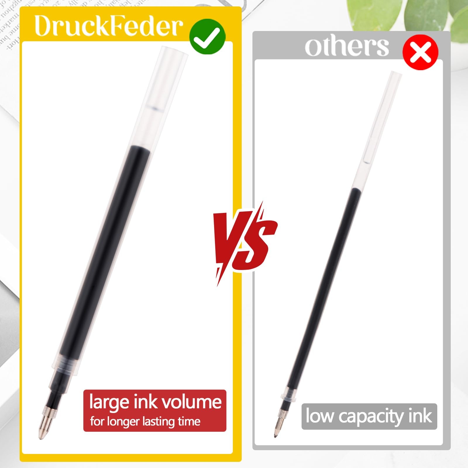 DruckFeder 30 Pcs Gel Pens Black Fine Point 1 Count (Pack of 30),