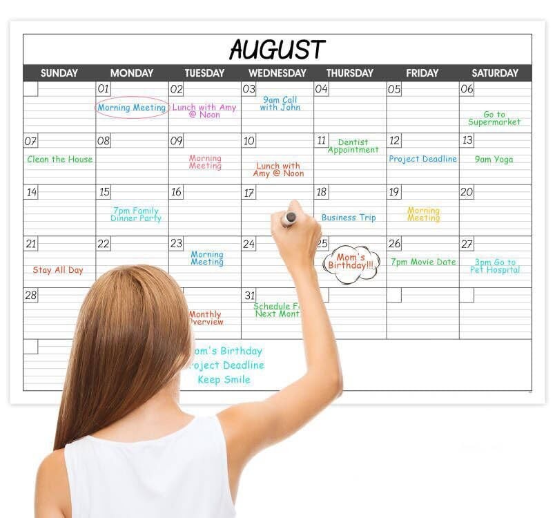 Large Dry Erase Calendar for Wall – Undated 1 Month 30″ x 40″, Classic Black