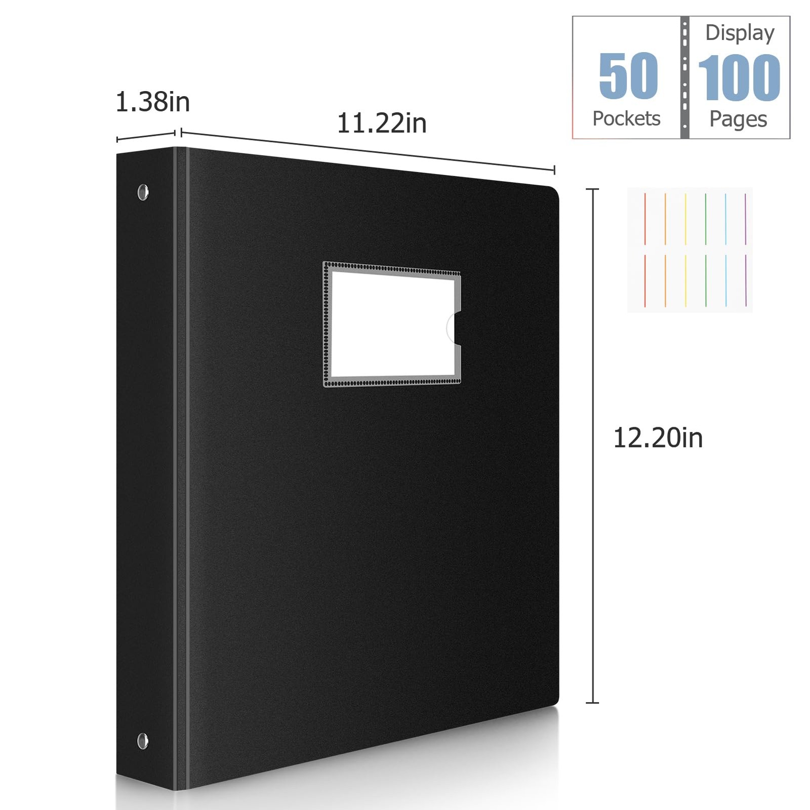 50-Pocket Binder with Plastic Sleeves for Letter/A4 Size11″ x 8.5″ Document B…