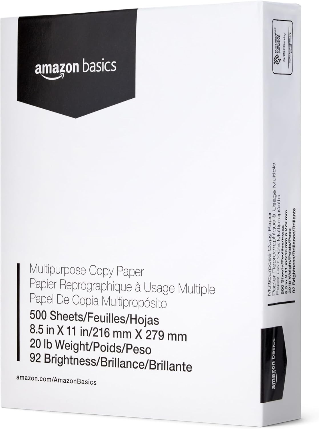 Amazon Basics Multipurpose Copy Printer Paper 8.5×11 20lb 8 Reams