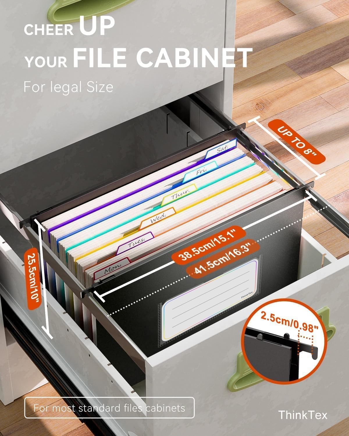 Plastic Expanding Hanging File Folder 7 Pockets Legal Size Multi-Color Tabs
