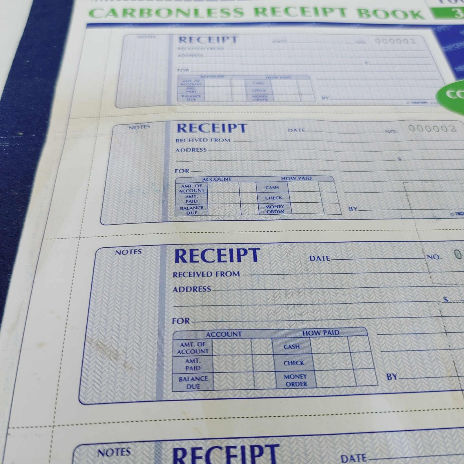 Stained-Rediform Money Receipt Book Carbonless Triplicate 100 Sets/Book 8L808
