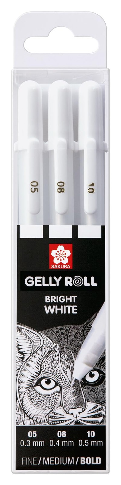 SAKURA Gelly Roll Basic White Gel Pen Set of 3, 3 Count (Pack 1),