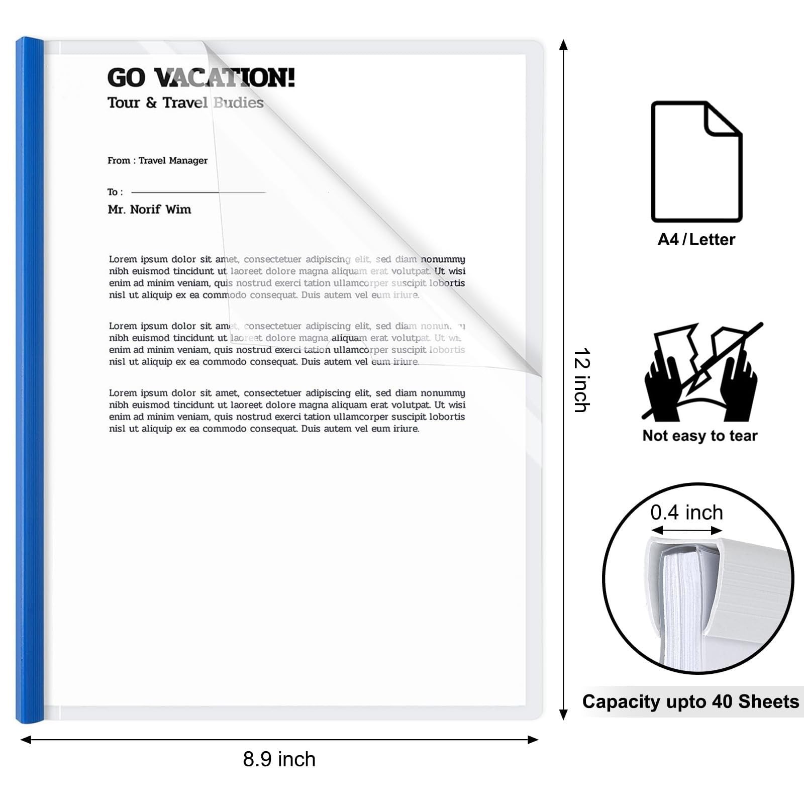 JOERSH 10Pcs Clear Report Covers 10 Pack, Blue, Red, Yellow, Green, White