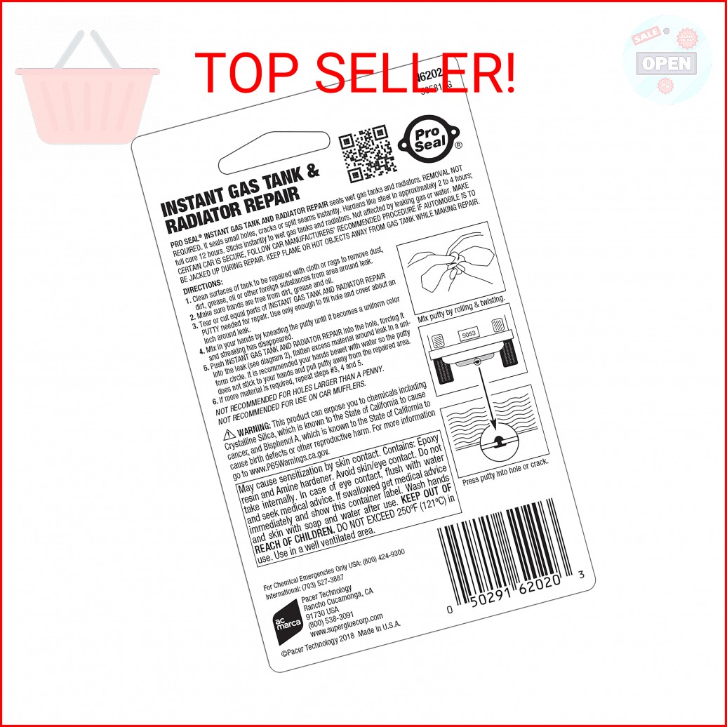 ProSeal Instant Gas Tank & Radiator Repair, 1 oz – Steel-Reinforced Epoxy Putty,