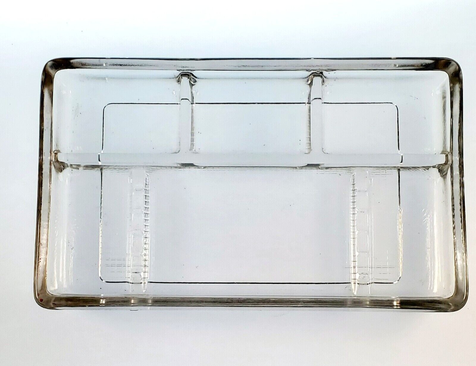 Vintage Heavy Glass Office Organizer 4 Dividers 8.5×5″