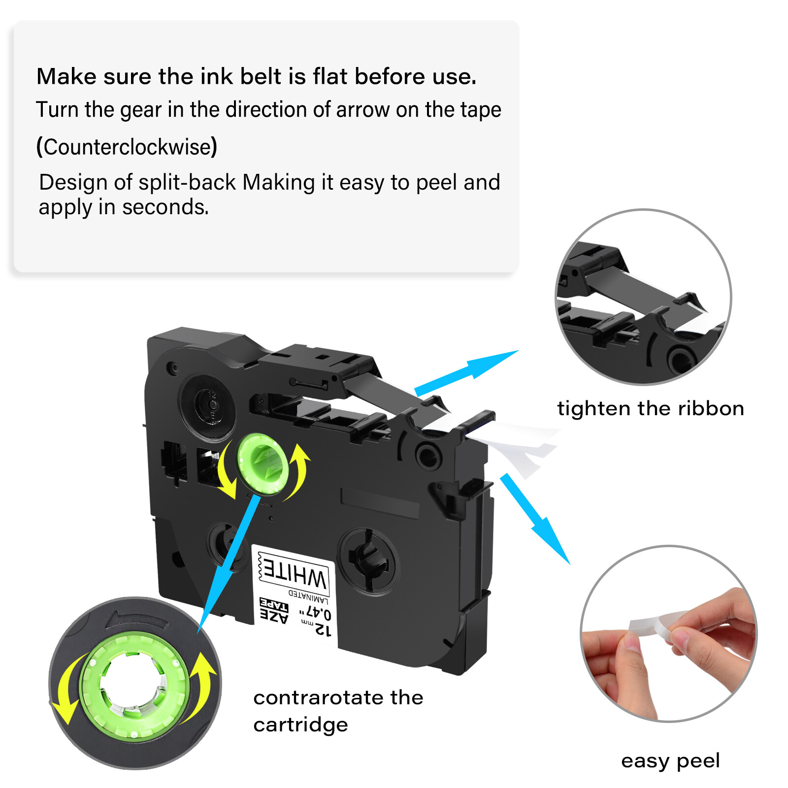 Compatible Label Maker Tape 0.47″12mm for Brother P-Touch TZ-231 TZe-231 PT-D210
