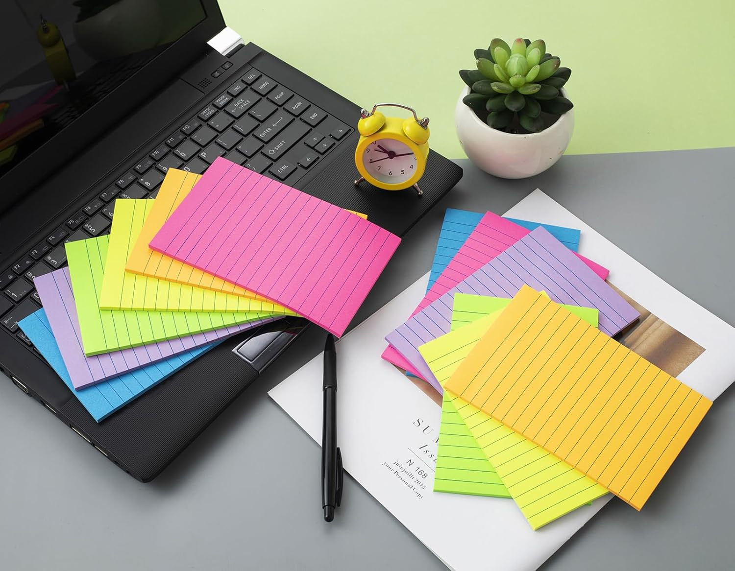 (12 Pack) Lined Sticky Notes 4X6 In,Large Notepads with Lines,Ruled Stickies Sup