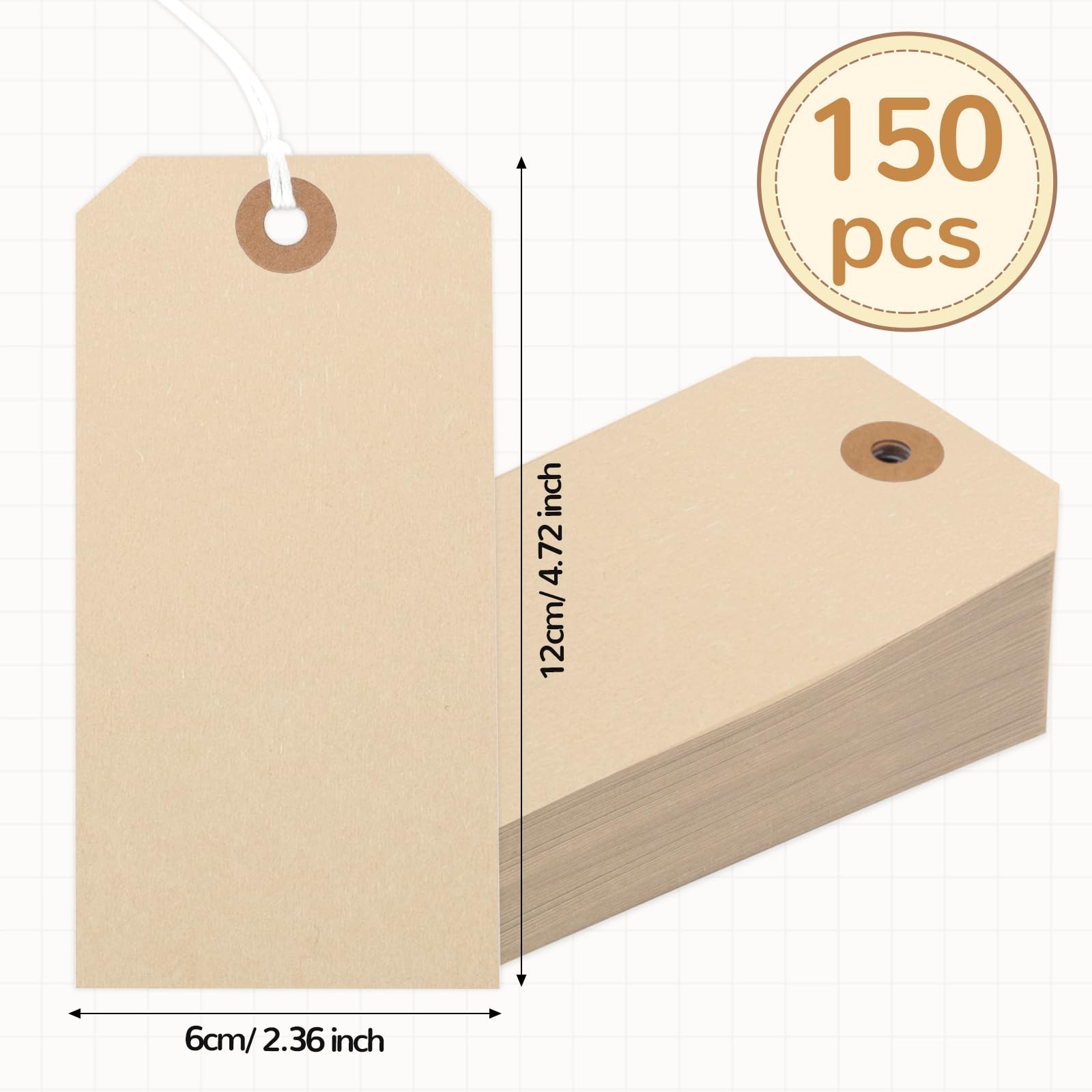 150PCS Blank Shipping Tag, 4 3/4 x 2 3/8 inches 4 x 2 Inch, Brown