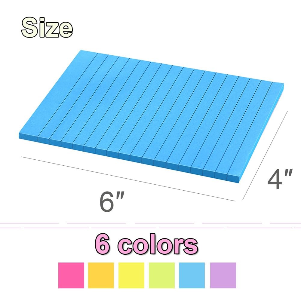 12 Pack Lined Sticky Notes 4×6 in,Large Notepads with Lines,Ruled Stickies Su…
