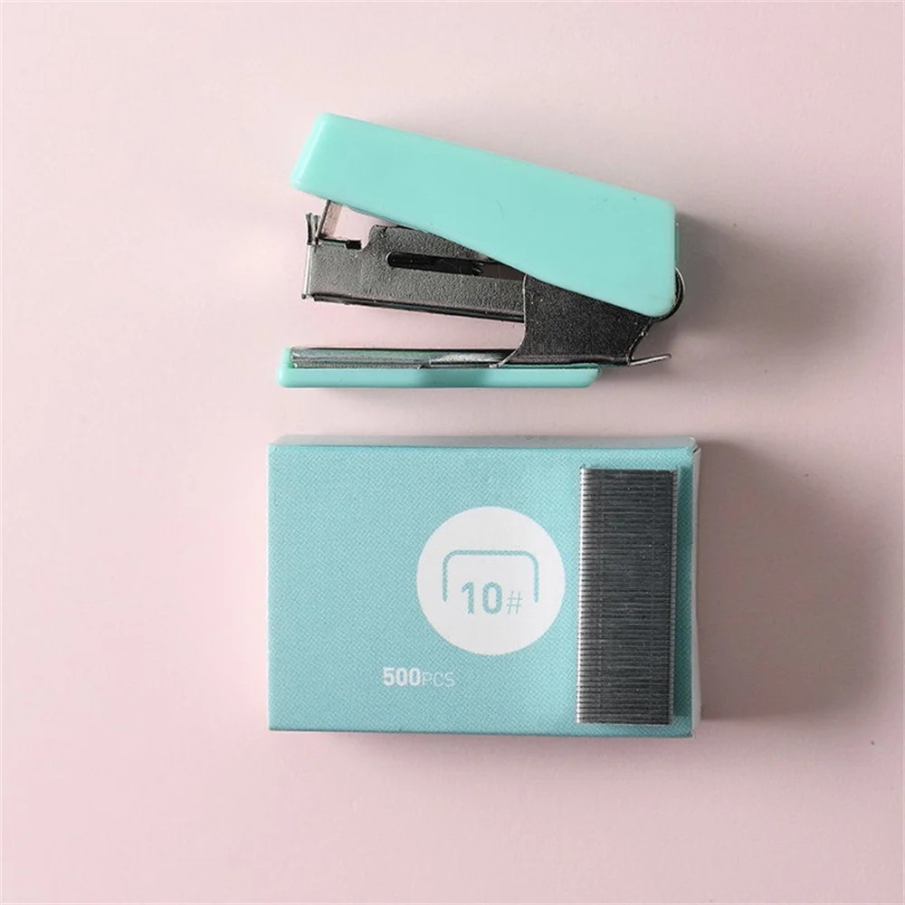 1 pack Mini Stapler & Staples Cute Portable Small Office Study Stapler with Box