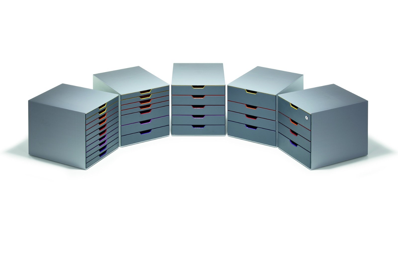 VARICOLOR 5 Drawer Color Coded Desktop Organizer Letter Size Gray Durable
