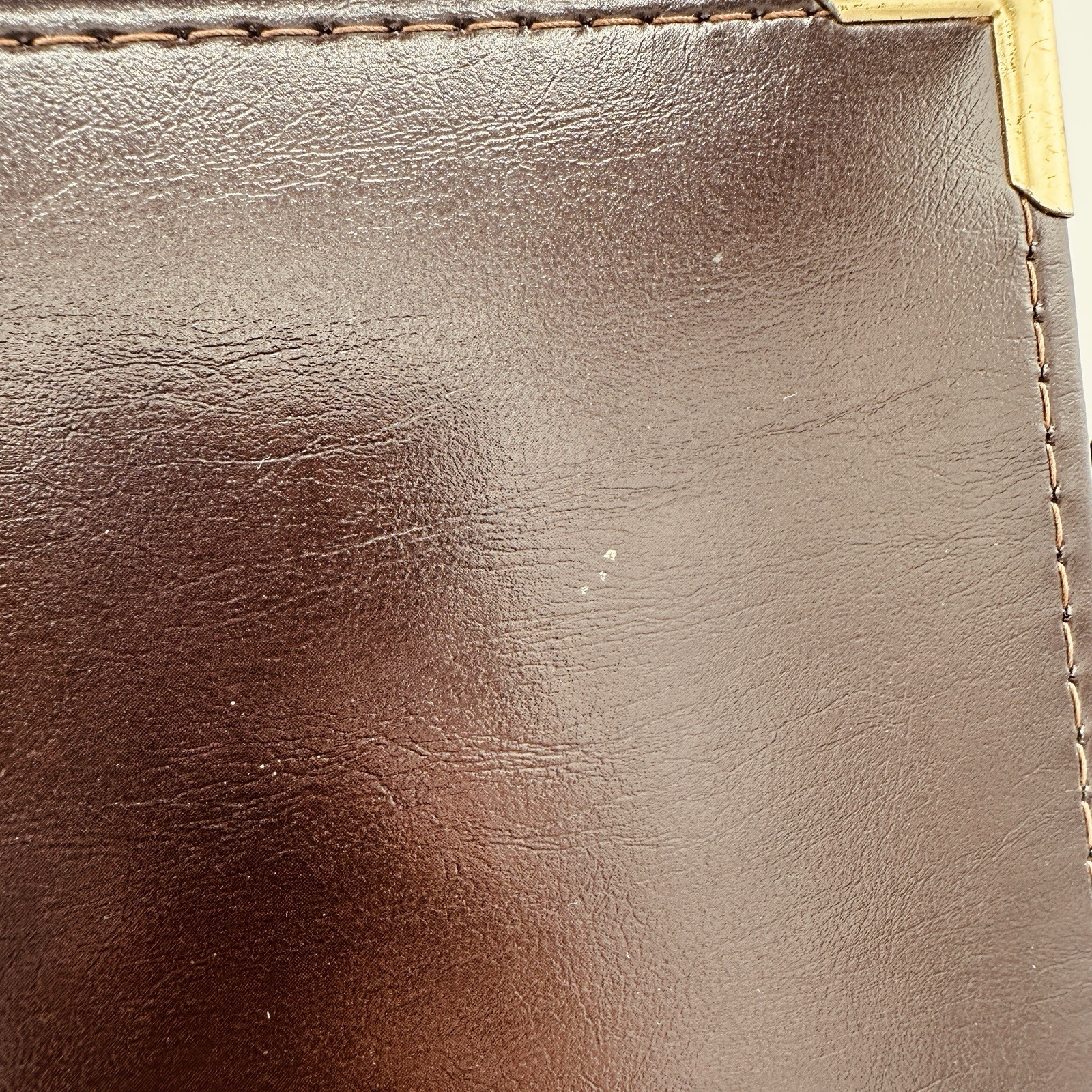 Samsill Leather Padfolio Portfolio Brown Gold Corners Pockets 9.5×12 USA 7001