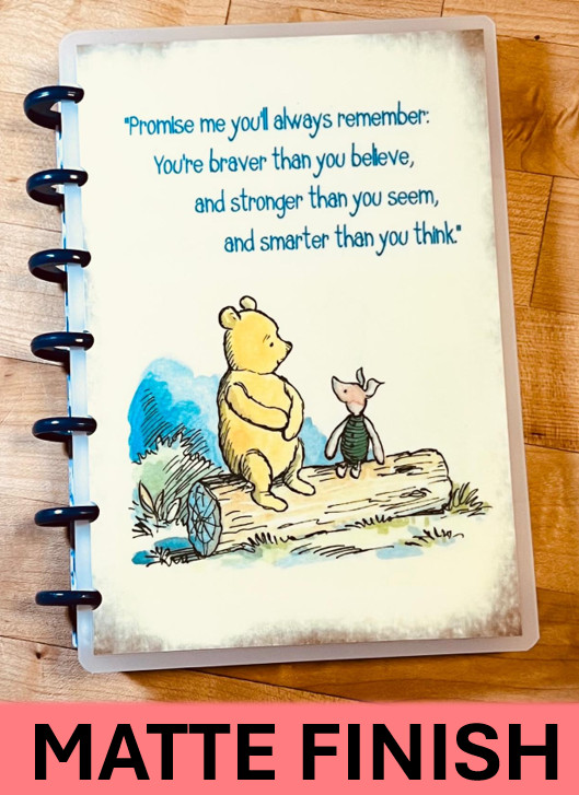 MATTE Pooh & Piglet Quote Front & Back Cover Set 4 use with MINI HAPPY Planner~