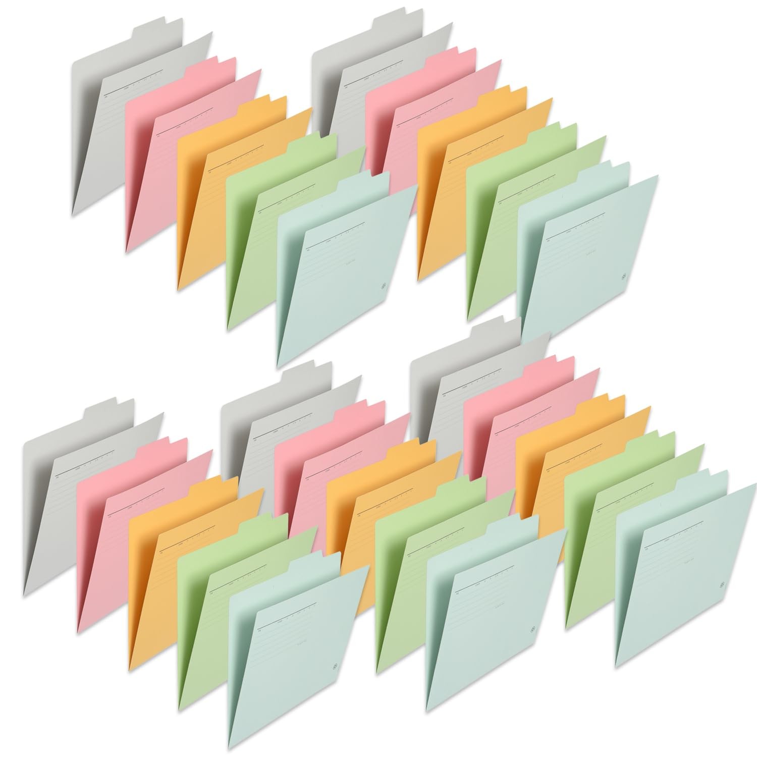 PLUS Individual Folders, Recycled Paper, A4-E, 5-Color Assortment, 5-Set (FL-061