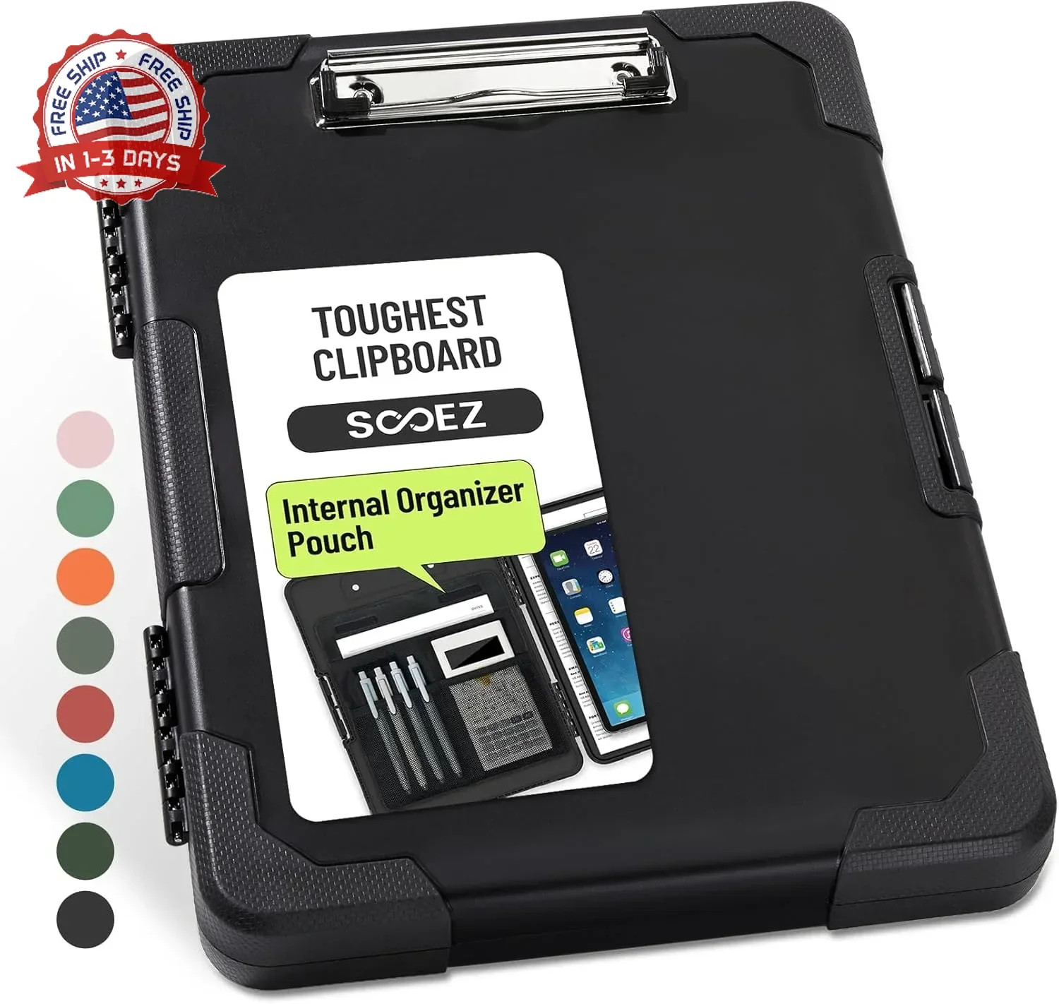 Sooez Toughest Clipboard with Storage, Internal Pen Pouch Included, Letter/ A4 S